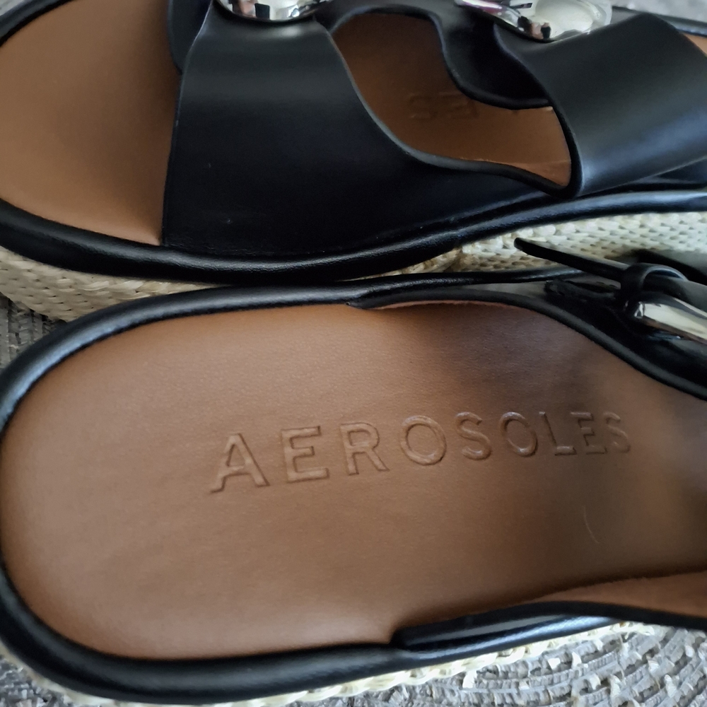 Aerosoles Black Sandals with Silver Buckles - Picture 2 of 8